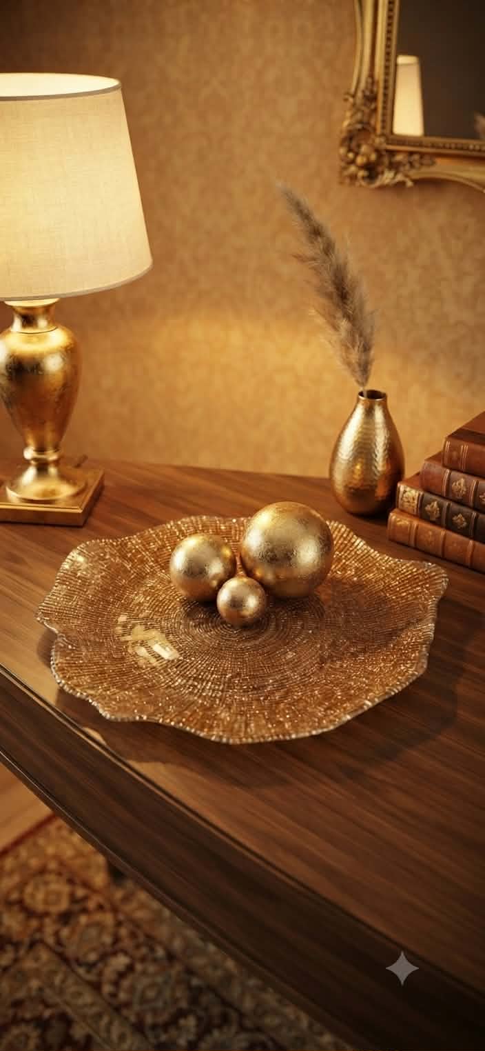FOLIES PLATTER CM.37 COGNAC GLITTER DECORATION