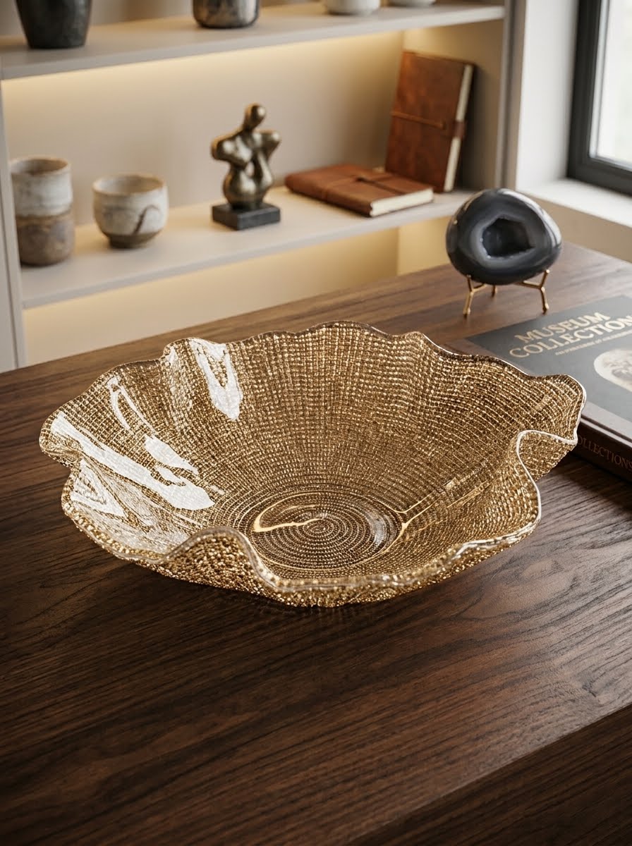 FOLIES BOWL CM.33 COGNAC GLITTER DECORATION