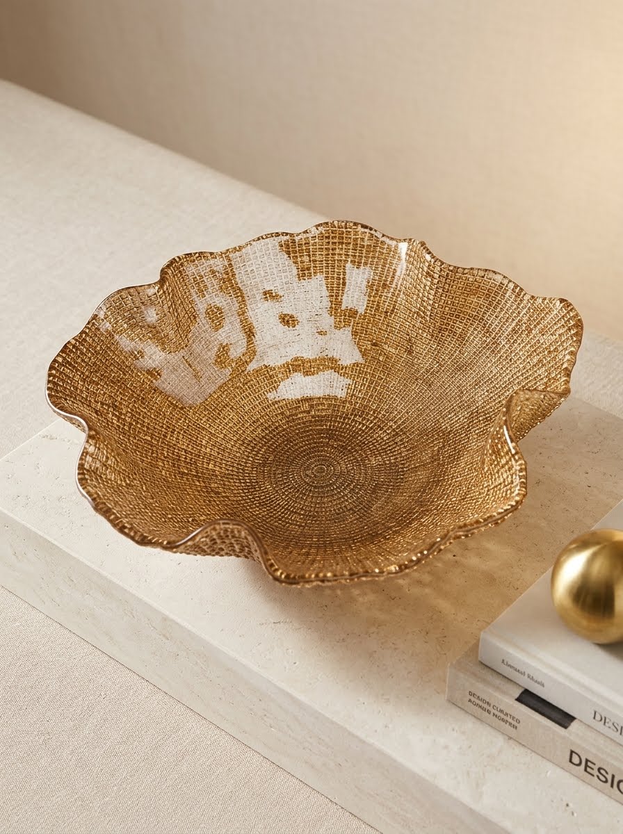 FOLIES BOWL CM.33 COGNAC GLITTER DECORATION