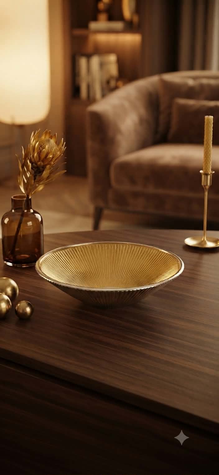 LIRICA BOWL Ã˜ 25 CM. SILVER PLATED GOLD COLOR