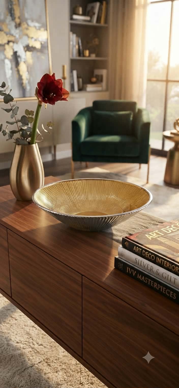 LIRICA BOWL Ã˜ 25 CM. SILVER PLATED GOLD COLOR