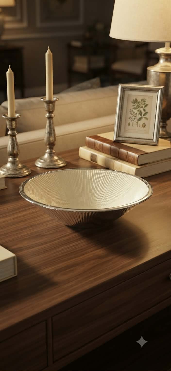 LIRICA BOWL Ã˜ 25 CM. SILVER PLATED CREAM COLOR