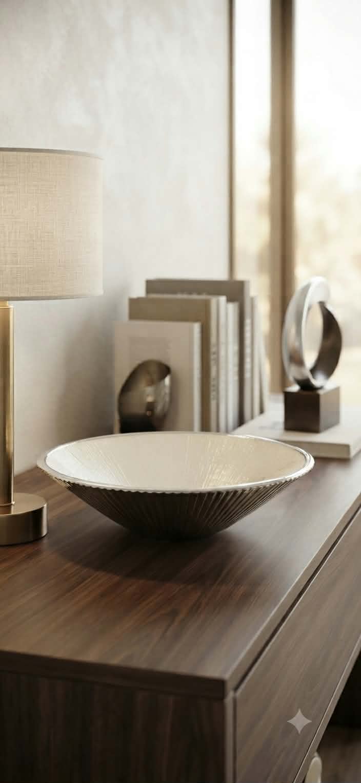LIRICA BOWL Ã˜ 25 CM. SILVER PLATED CREAM COLOR