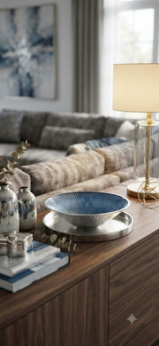 LIRICA BOWL Ã˜ 25 CM SILVER PLATED  BLUE COLOR