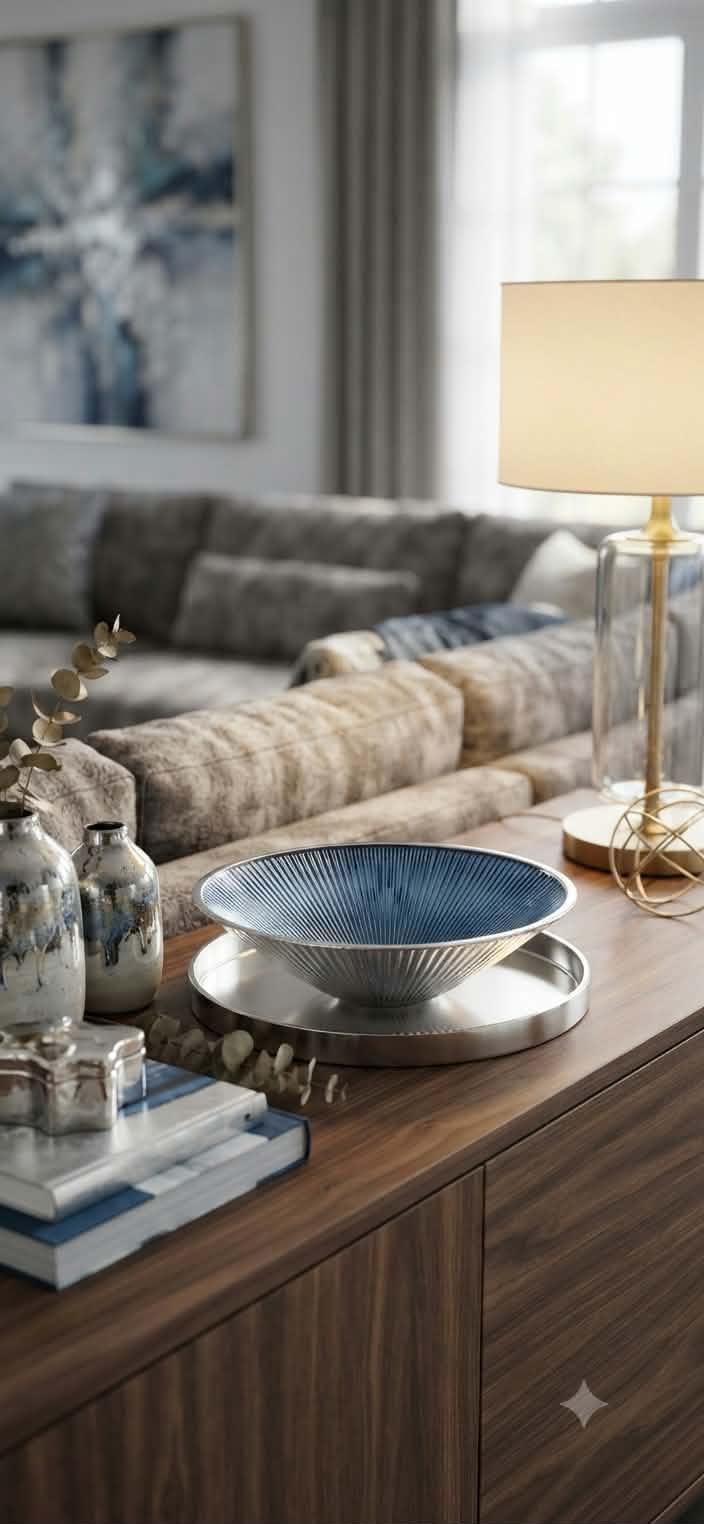 LIRICA BOWL Ã˜ 25 CM SILVER PLATED  BLUE COLOR