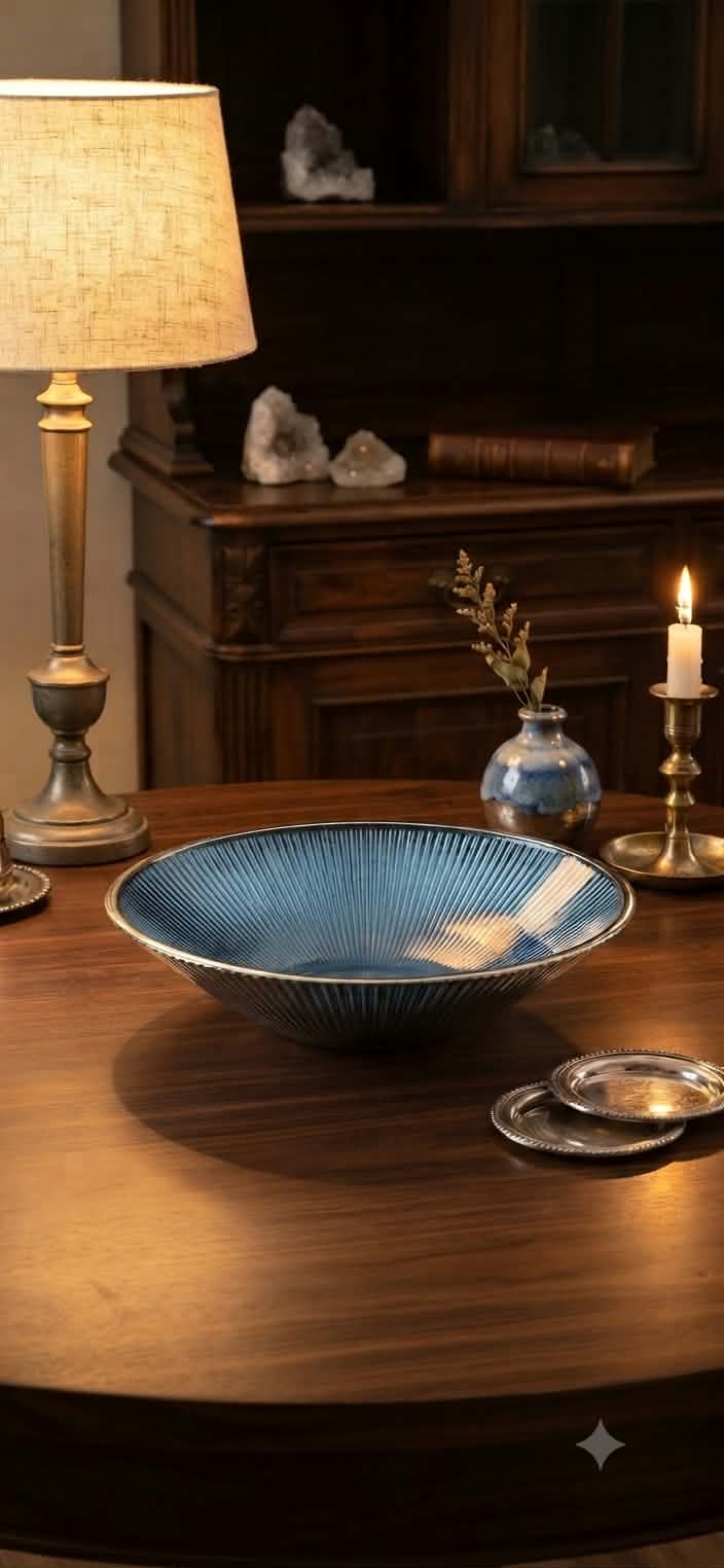 LIRICA BOWL Ã˜ 25 CM SILVER PLATED  BLUE COLOR