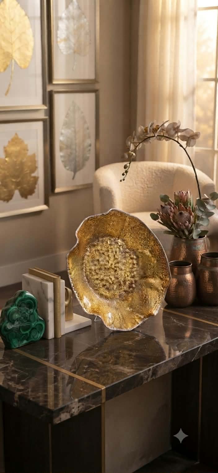 LIRICA SCALLOPED PLATE Ã˜ 27 CM  SILVER PLATED GOLD COLOR