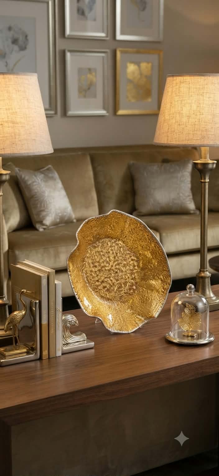LIRICA SCALLOPED PLATE Ã˜ 27 CM  SILVER PLATED GOLD COLOR