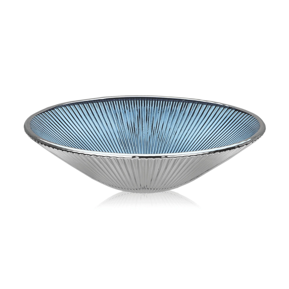 LIRICA BOWL Ã˜ 25 CM SILVER PLATED  BLUE COLOR on a white background