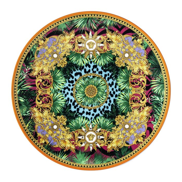 Versace Jungle Animalier Service Plate – 33 cm Round Luxury Porcelain with Multicolour Jungle Design