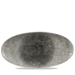 RAKU QUARTZ BLACK OVAL PLATE34