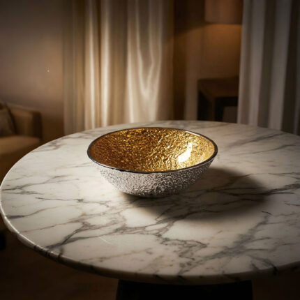 LIRICA BOWL Ø 28 CM SILVER PLATED GOLD COLOR - Image 2