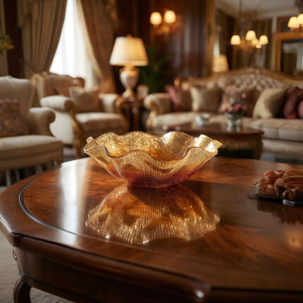 FOLIES BOWL CM.33 BEIGE GLITTER DECORATION - Image 3